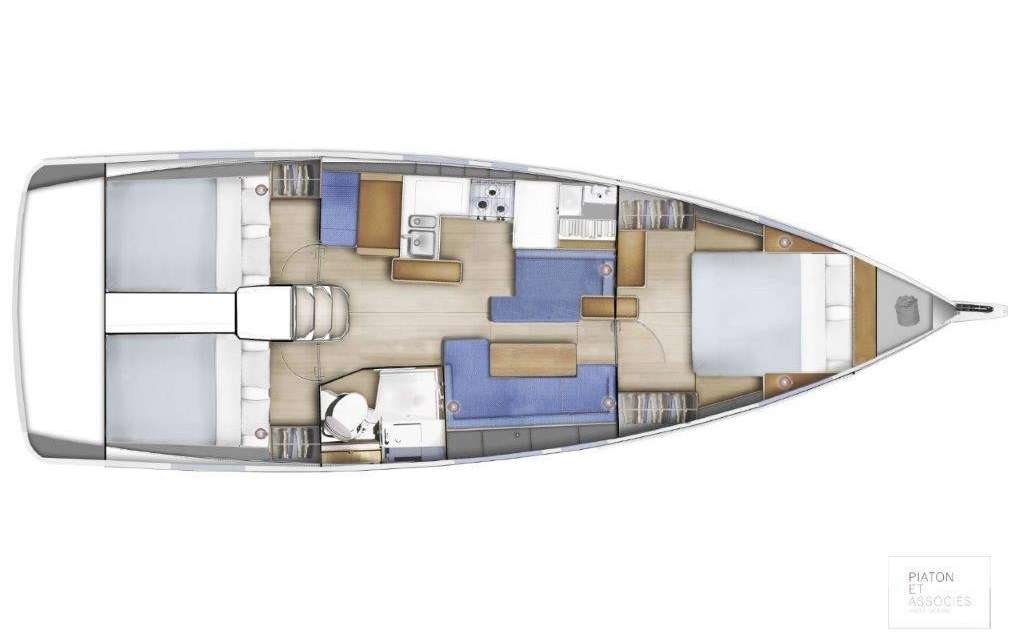 Distribución del barco Sun Odyssey 410