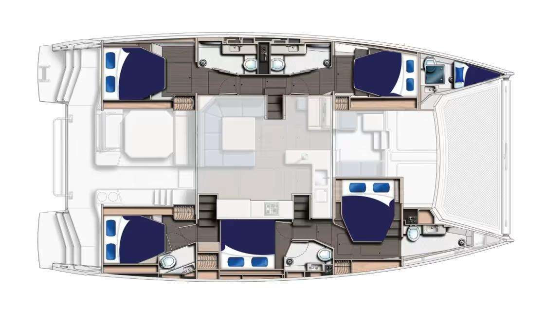 Distribución del barco Leopard 50