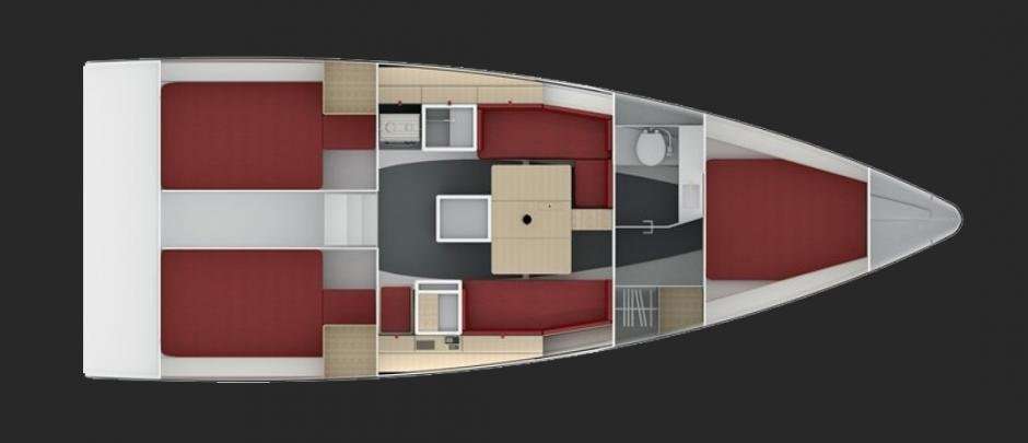 Distribución del barco Pogo 44