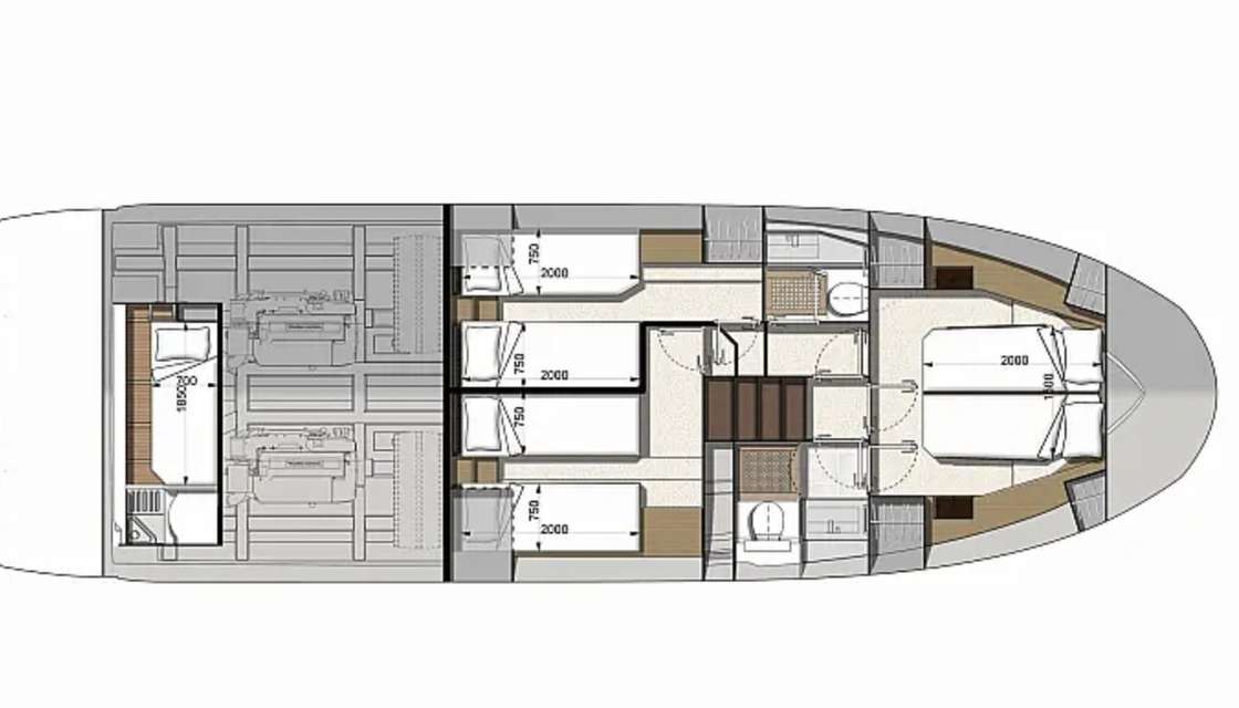 Layout of the boat Prestige 460