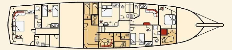 Layout of the boat Queen of Karia