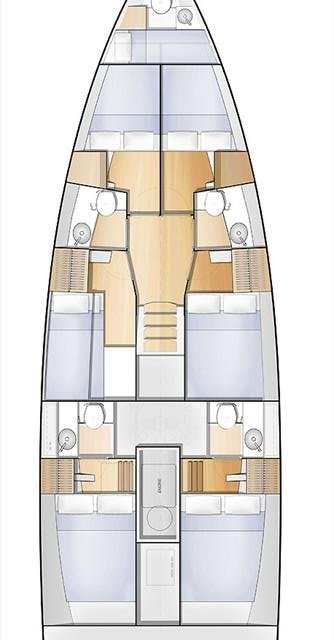 Distribución del barco Sun Loft 47