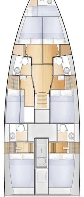 Layout of the boat Sun Loft 47