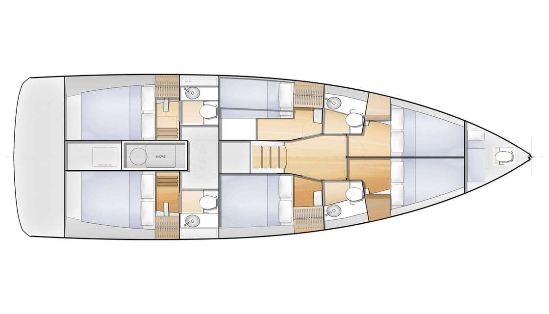 Distribución del barco Sun Loft 47