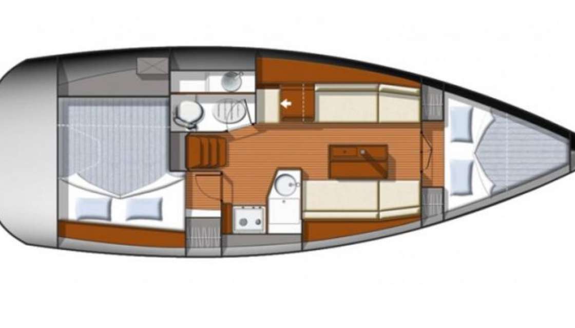 Distribución del barco Sun Odyssey 33i