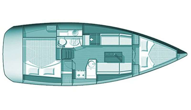 Distribución del barco Sun Odyssey 33i