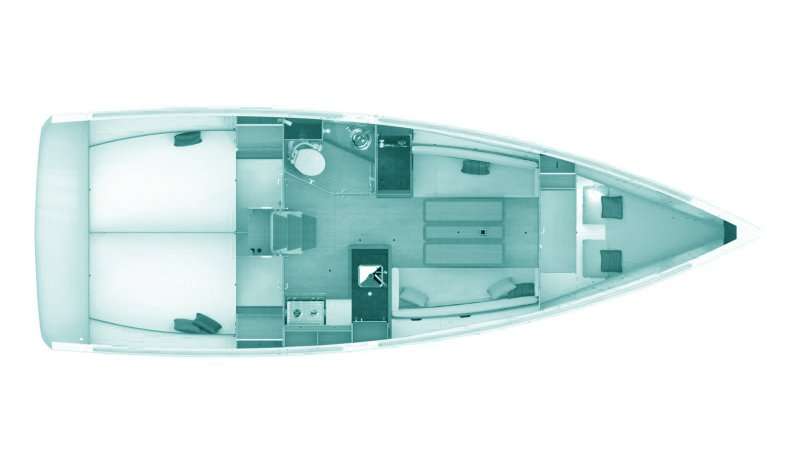 Distribución del barco Sun Odyssey 349