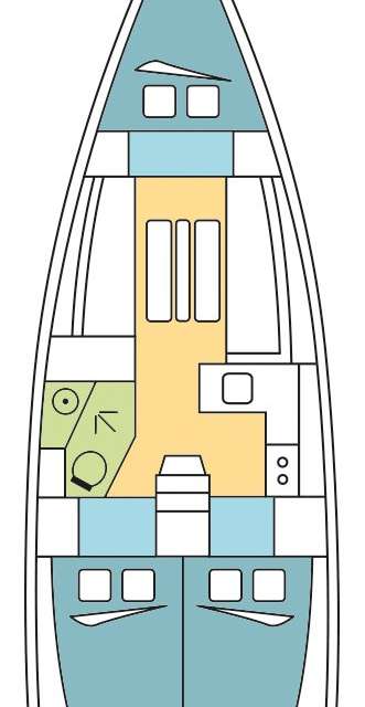 Distribución del barco Sun Odyssey 349