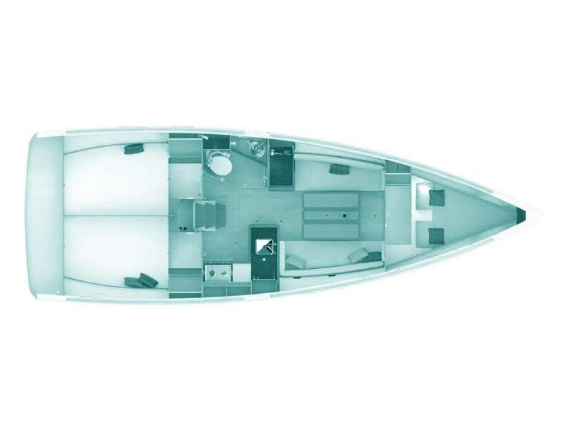 Distribución del barco Sun Odyssey 349