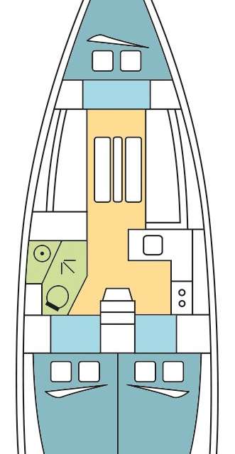 Distribución del barco Sun Odyssey 349