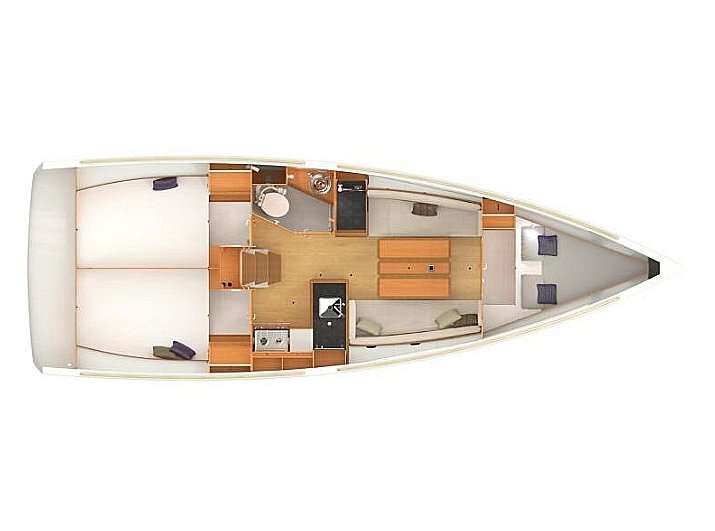 Layout of the boat Sun Odyssey 349