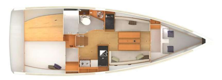 Layout of the boat Sun Odyssey 349