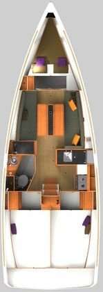 Layout of the boat Sun Odyssey 349