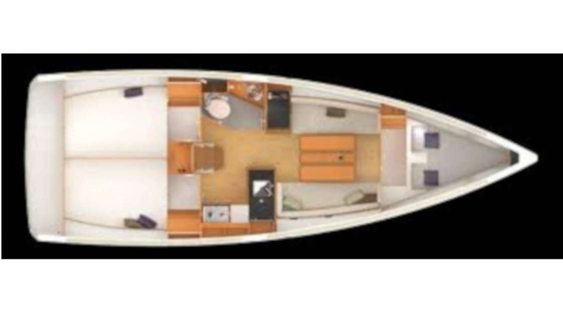 Layout of the boat Sun Odyssey 349