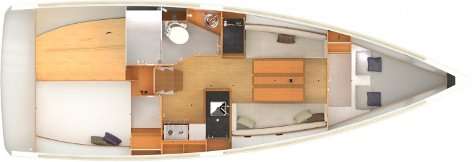 Layout of the boat Sun Odyssey 349