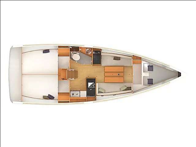 Layout of the boat Sun Odyssey 349