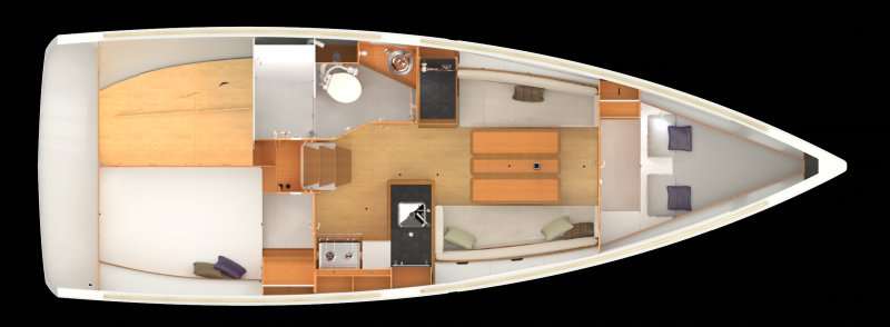 Layout of the boat Sun Odyssey 349