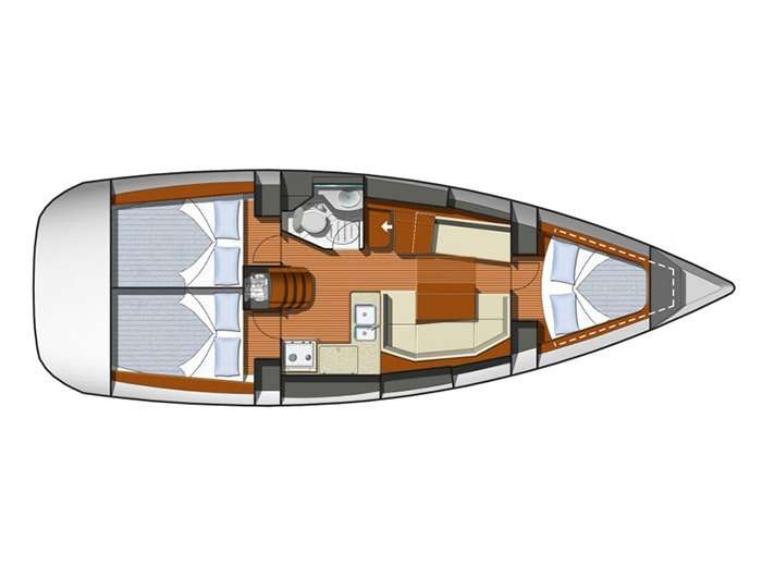 Distribución del barco Sun Odyssey 36i