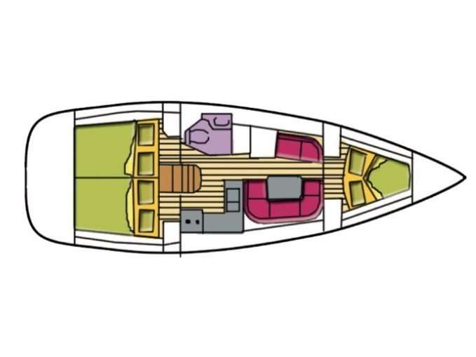 Layout of the boat Sun Odyssey 36i