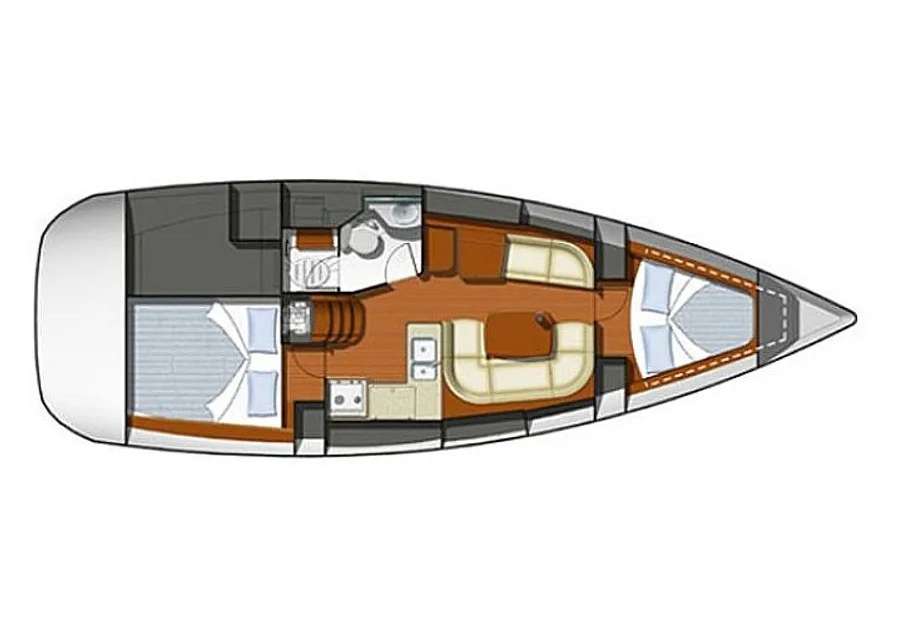 Distribución del barco Sun Odyssey 36i