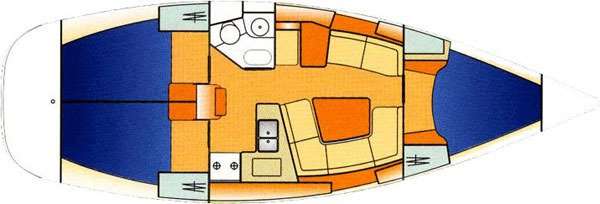 Distribución del barco Sun Odyssey 37