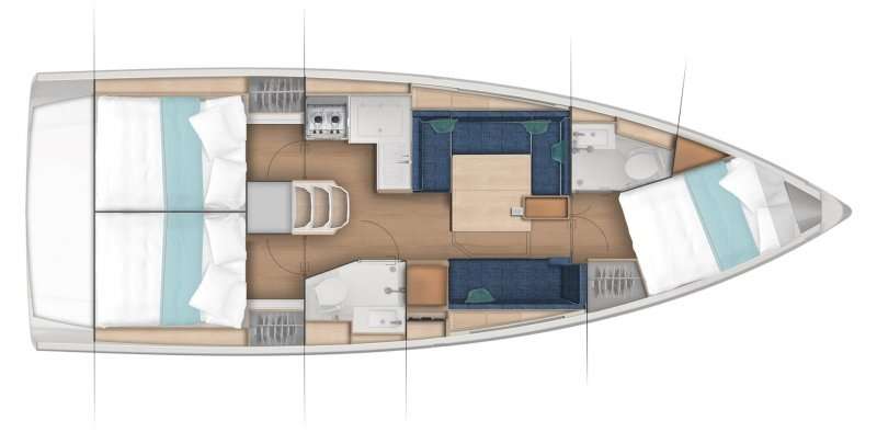 Layout of the boat Sun Odyssey 380