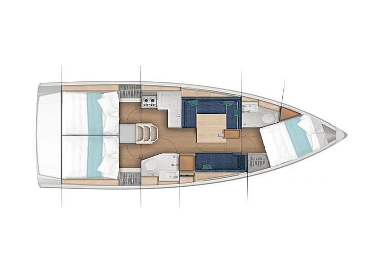 Distribución del barco Sun Odyssey 380