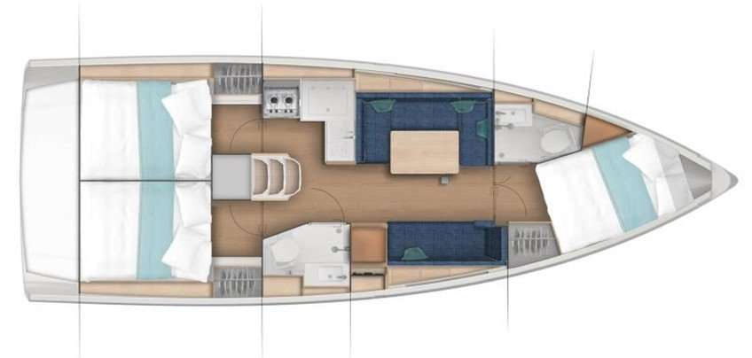 Distribución del barco Sun Odyssey 380