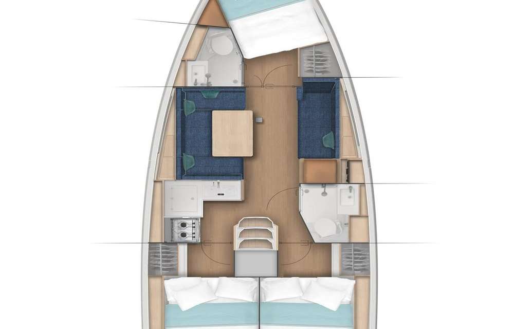 Layout of the boat Sun Odyssey 380