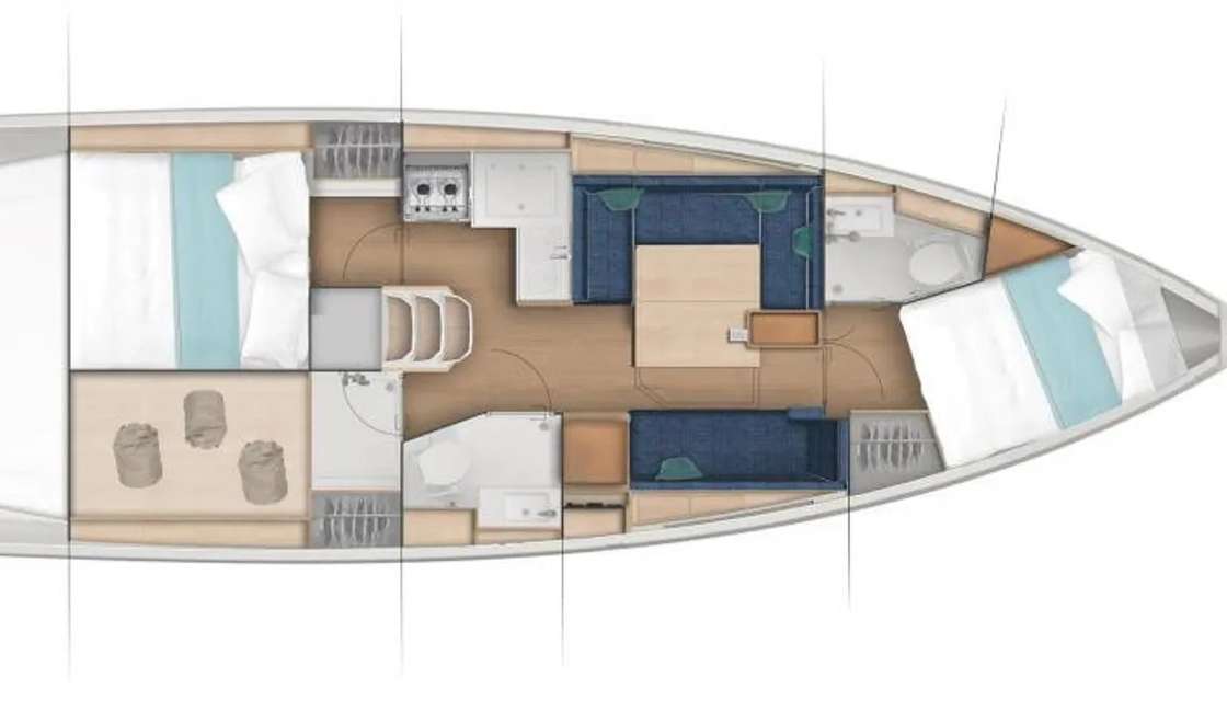 Layout of the boat Sun Odyssey 380