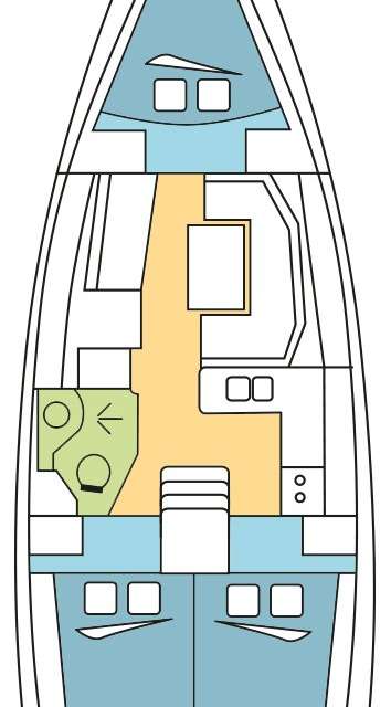 Layout of the boat Sun Odyssey 389