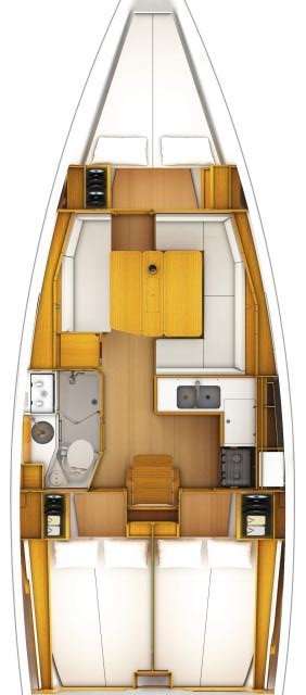 Distribución del barco Sun Odyssey 389