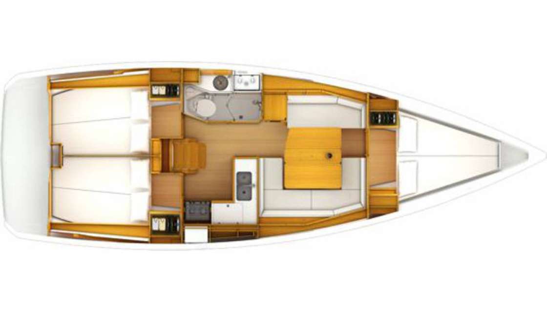 Layout of the boat Sun Odyssey 389