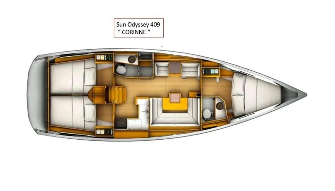 Distribución del barco Sun Odyssey 409