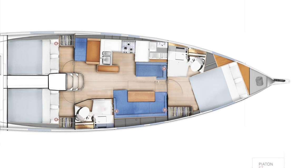 Distribución del barco Sun Odyssey 410