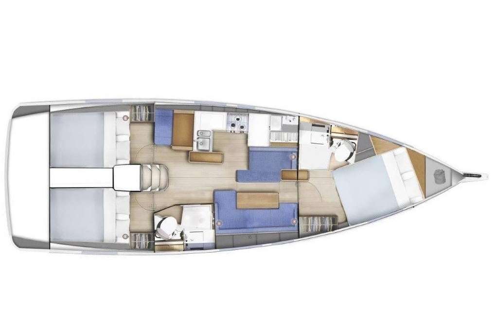 Layout of the boat Sun Odyssey 410