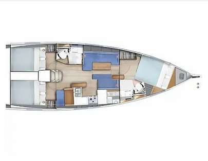 Distribución del barco Sun Odyssey 410