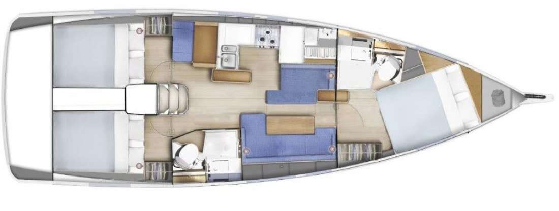 Layout of the boat Sun Odyssey 410