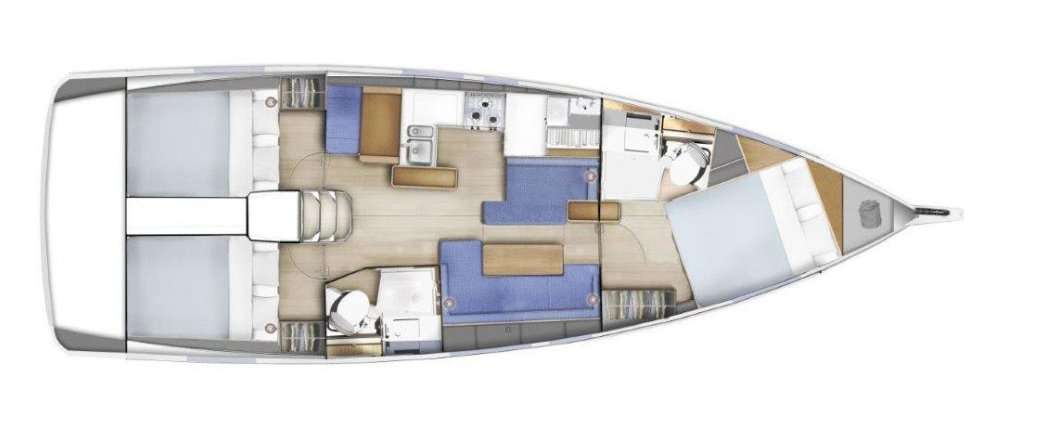 Layout of the boat Sun Odyssey 410