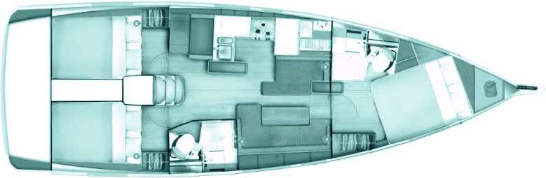 Layout of the boat Sun Odyssey 410