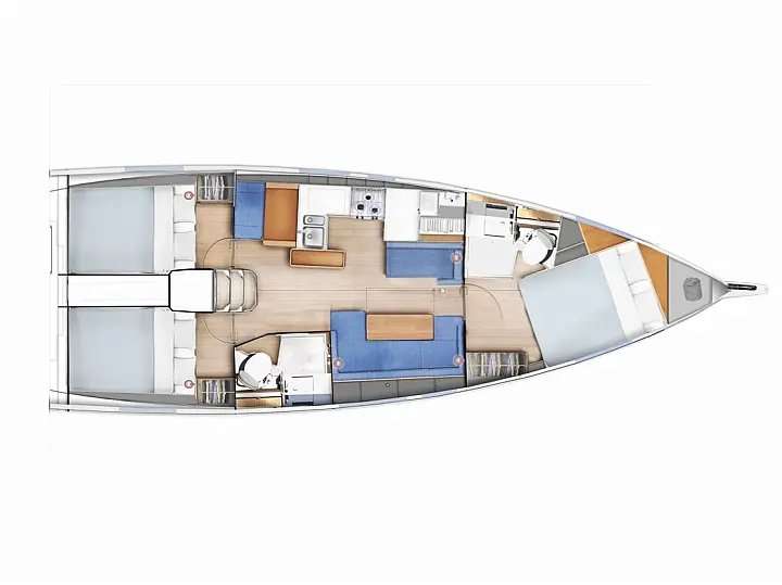 Layout of the boat Sun Odyssey 410