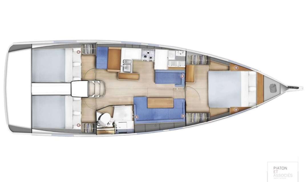 Layout of the boat Sun Odyssey 410