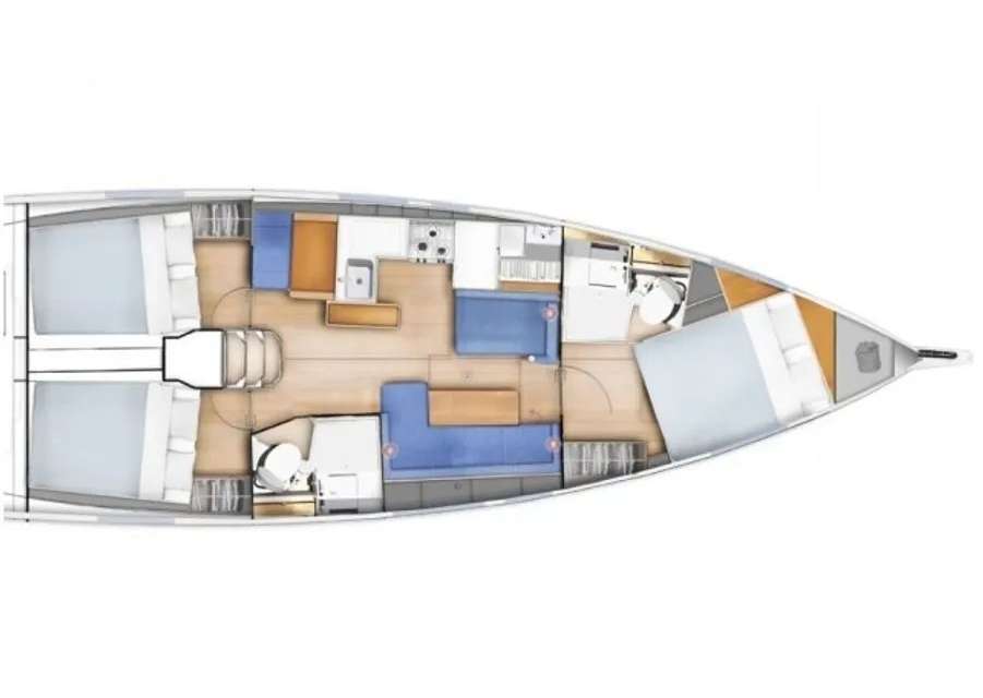 Layout of the boat Sun Odyssey 410