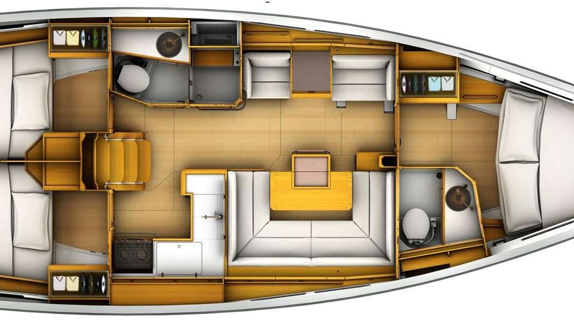 Distribución del barco Sun Odyssey 419