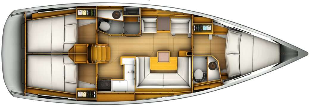 Layout of the boat Sun Odyssey 419