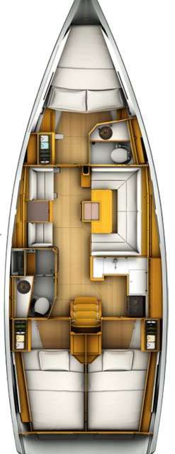 Layout of the boat Sun Odyssey 419