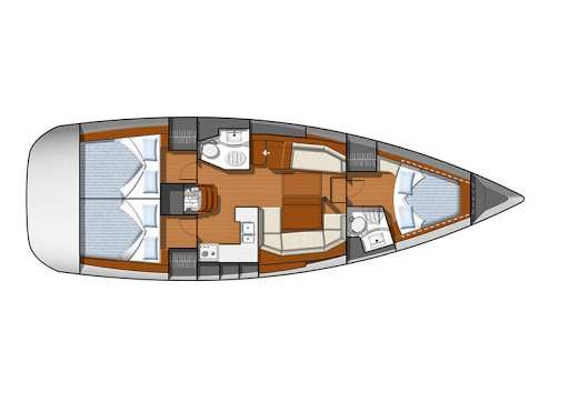 Layout of the boat Sun Odyssey 42i