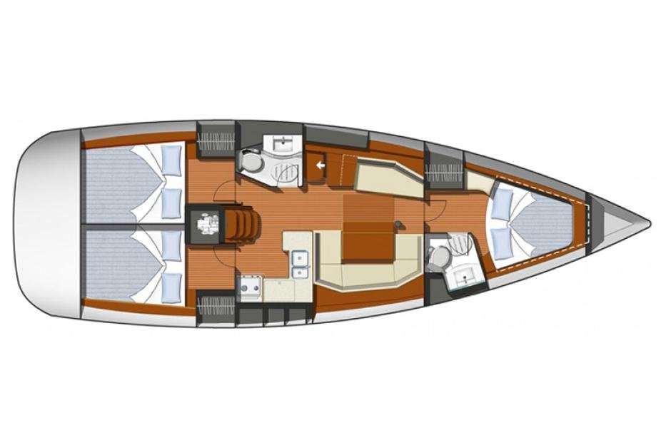 Layout of the boat Sun Odyssey 42i