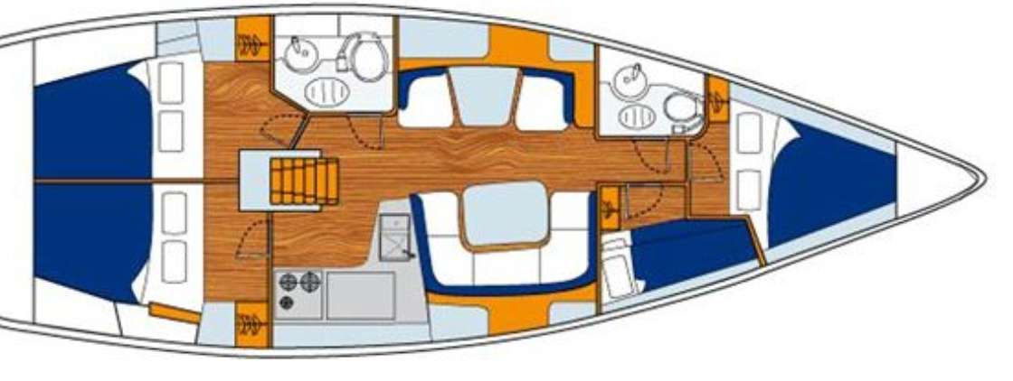 Layout of the boat Sun Odyssey 43