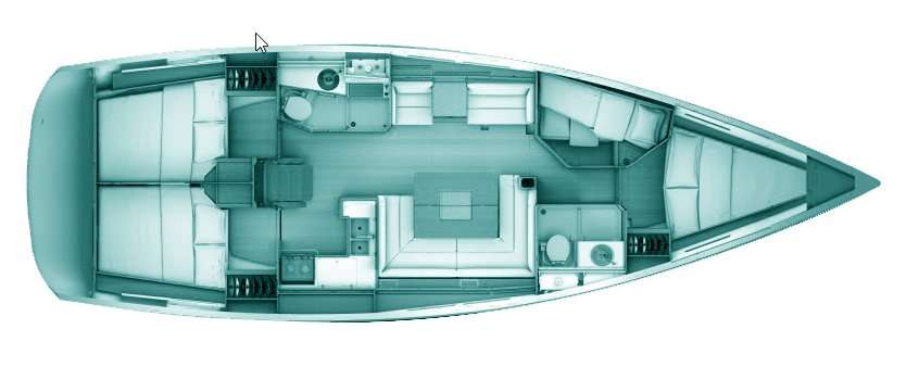 Layout of the boat Sun Odyssey 439